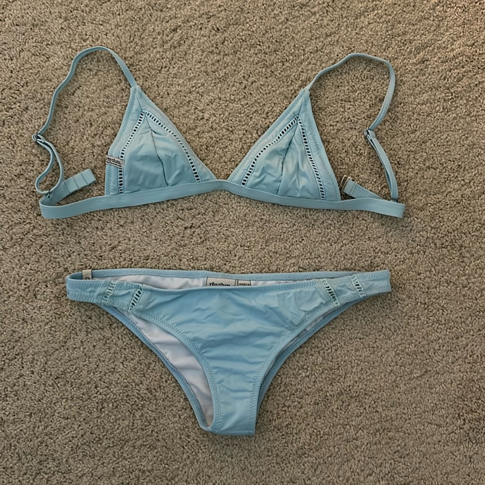 Light blue bikini XS top/M bottom